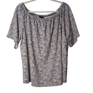 J.Jill Wearever collection blue floral stretch short-sleeve top size 2X summer